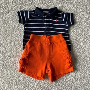 Ralph Lauren baby boy polo and cargo shorts set